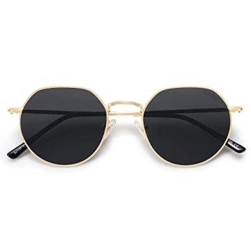 SOJOS Round Polygon Polarized Sunglasses for Women Men Retro Classic Vintage Panto Shades SJ1157