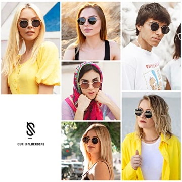 SOJOS Round Polygon Polarized Sunglasses for Women Men Retro Classic Vintage Panto Shades SJ1157