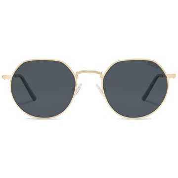 SOJOS Round Polygon Polarized Sunglasses for Women Men Retro Classic Vintage Panto Shades SJ1157