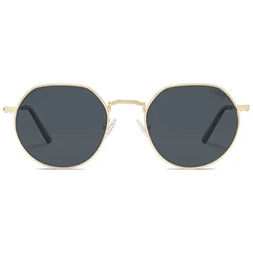 SOJOS Round Polygon Polarized Sunglasses for Women Men Retro Classic Vintage Panto Shades SJ1157