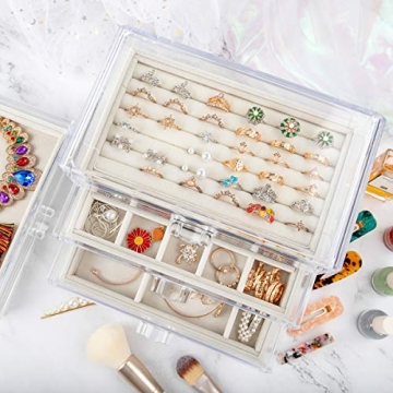Mebbay Clear Jewelry Organizer with Drawers for Women