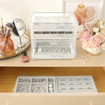 Mebbay Clear Jewelry Organizer with Drawers for Women