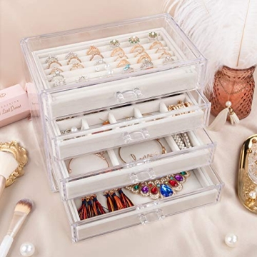 Mebbay Clear Jewelry Organizer with Drawers for Women