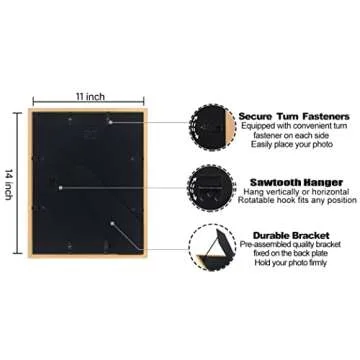 VIOLABBEY 11x14 Picture Frame Gold Set of 4, Photo frame for 8x10 Pictures with Mat or 11x14 without Mat, HD Real Glass, Vertical or Horizontal for Wall and Tabletop Display