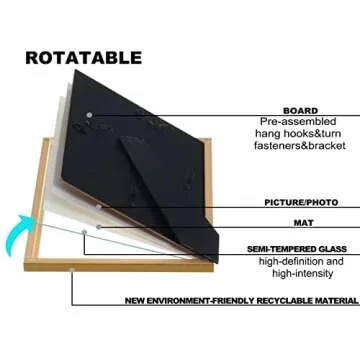 VIOLABBEY 11x14 Picture Frame Gold Set of 4, Photo frame for 8x10 Pictures with Mat or 11x14 without Mat, HD Real Glass, Vertical or Horizontal for Wall and Tabletop Display