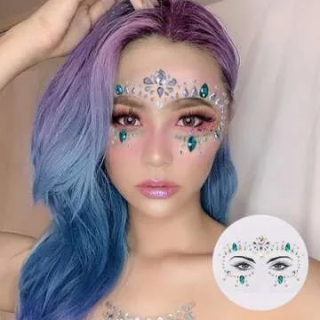 Face Jewels - Mermaid Face Gems Stick On for Festivals and Parties