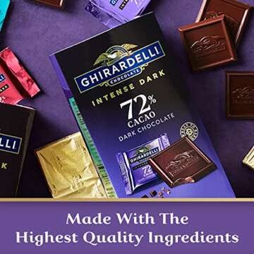 GHIRARDELLI Intense Dark Chocolate Squares, 72% Cacao Chocolate for Holiday Gifts and Stocking Stuffers, 4.1 Oz Bag (Pack of 6)