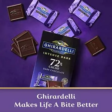 GHIRARDELLI Intense Dark Chocolate Squares, 72% Cacao Chocolate for Holiday Gifts and Stocking Stuffers, 4.1 Oz Bag (Pack of 6)
