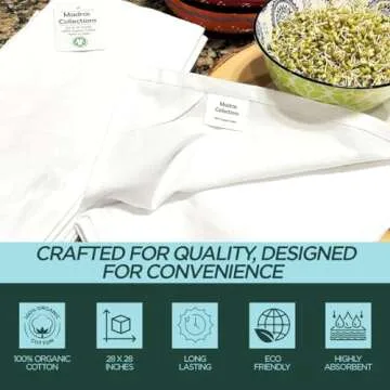 Eco-Friendly Organic Cotton Kitchen Towels Set of 10 28x28 Inch