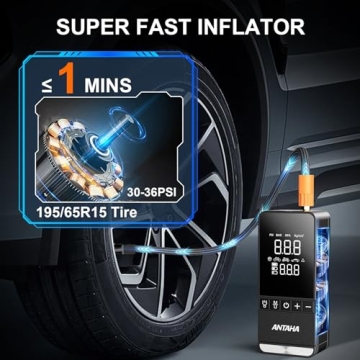 Antaha Tire Inflator Portable Air Compressor - 150 PSI Smart Air Pump for Car Tires, Motorcycles, Bi...