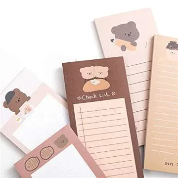 ANKOMINA 5 Pack Cute Cartoon Bear Memo Notes Writing Pads Scarpbook Message Notes Notepads Chesk Lis...