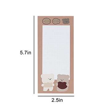 ANKOMINA 5 Pack Cute Cartoon Bear Memo Notes Writing Pads Scarpbook Message Notes Notepads Chesk List to Do List Memo Stationery Office School Supplies,50 Sheets/Pack,5.7x2.5 in