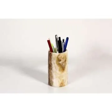 KVEA Pen Holder - Toothbrush Holder, Desk Organizer, Makeup Brush Holder, Gift for Home, Kitchen Utensil Holder, Storage Desktop, Onyx Marble, Mini Vase