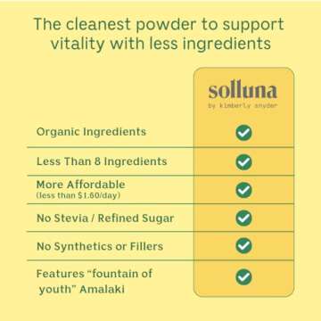 Solluna by Kimberly Snyder - Glowing Greens Powder - Superfood for Energy & Mood | Vegan, Plant-Based, Immune Support, Antioxidants, Vitamins, Minerals