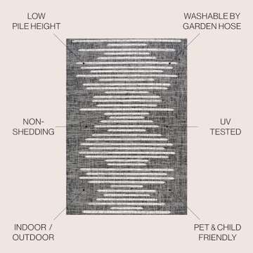 JONATHAN Y SMB124E-8 Zolak Berber Stripe Geometric Indoor Outdoor Area Rug Bohemian Contemporary Eas...