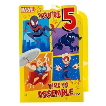 Marvel 5th Birthday Card with Avengers Design for Boys