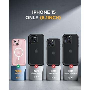 Miracase Glass Series for iPhone 15 Case [Compatible with MagSafe] Full-Body Magnetic Case with Built-in 9H Tempered Glass Anti-Fingerprint Screen Protector + Camera Lens Protector, Pink and Clear