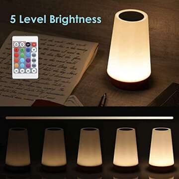 AMEXI Night Light Touch Sensor Lamp Portable Table Control Bedside Lamps with Quick USB Charging Port, 5 Level Dimmable Warm White Light & 13 Color Changing RGB for Bedroom/Office/Hallways