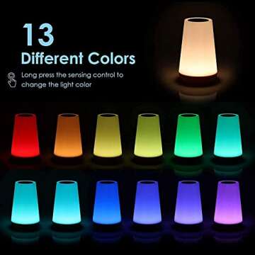 AMEXI Night Light Touch Sensor Lamp Portable Table Control Bedside Lamps with Quick USB Charging Port, 5 Level Dimmable Warm White Light & 13 Color Changing RGB for Bedroom/Office/Hallways