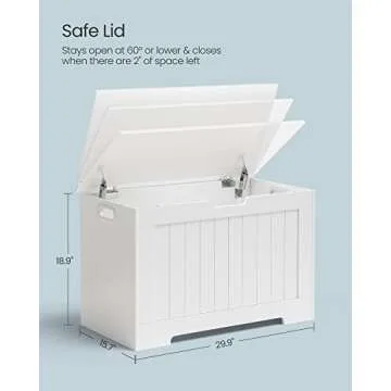 VASAGLE Storage Chest, 29.9 Inches Width Storage Bench, Entryway Bench with 2 Safety Hinges, Shoe Be...