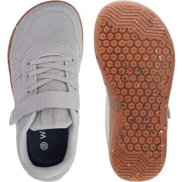 WHITIN Little Big Kids Wide Width Barefoot Shoes Minimalist Zero Drop Sneaker Boy Girl Size 12 Lightweight Walking Running Tennis Training Hiking Gift Light Grey 31