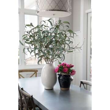 Elegant Faux Eucalyptus Stems - 34” Long, Set of 6 for Beautiful Decor