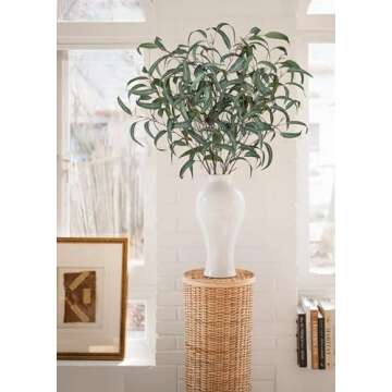 34" Faux Eucalyptus Stems - 6 Pcs Artificial Greenery