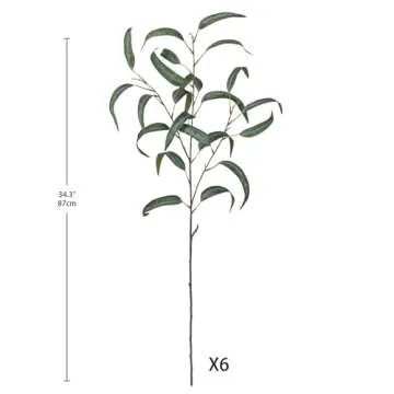 34" Faux Eucalyptus Stems - 6 Pcs Artificial Greenery