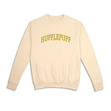 Popfunk Harry Potter Hufflepuff Collegiate Women's Crew Sweatshirt, Stone, Medium