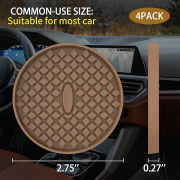 ME.FAN Car Cup Coasters [4 Pack] Silicone Car Coasters/Cup Mats, Non-Slip Recessed Car Interior Accessories Deep Grey Coffee