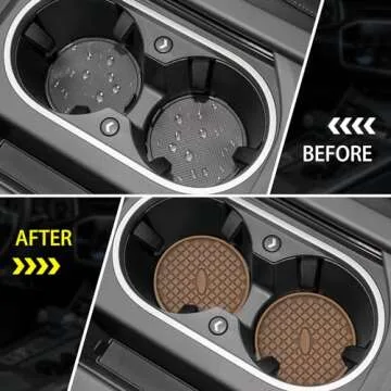 ME.FAN Car Cup Coasters [4 Pack] Silicone Car Coasters/Cup Mats, Non-Slip Recessed Car Interior Accessories Deep Grey Coffee