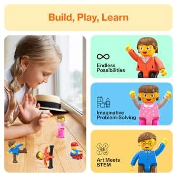 PicassoTiles Magnetic 4 Family Action Figures Toddler Toy Magnet Expansion Pack Educational Add-on STEM Learning Kit Toys Pretend Playset for Construction Building Block Tiles Child Brain Development