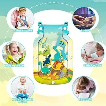 Qunclay Reward Chart for Kids, Behavior Reward Jar and Chore Chart for Toddlers Boys Girls Good Behavior Home Training Jar Motivate Responsibility Christmas Gift(Dinosaur Style)