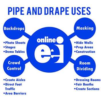 OnlineEEI 8 Foot Tall Fixed Height Portable Pipe and Drape Backdrop Kit 8ft x 10ft (No Drapes)