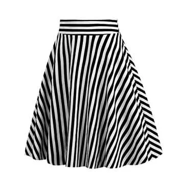 Vintage Striped Midi Skirts for Women 50s Flare Style