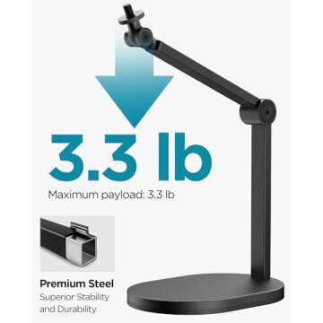 InnoGear Studio Mic Stand, Max Load 3.3 lb Microphone Arm Desk Mount Desktop Microphone Stand for Fi...