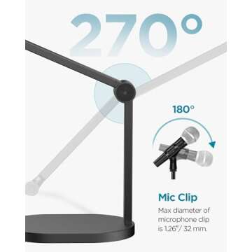 InnoGear Studio Mic Stand, Max Load 3.3 lb Microphone Arm Desk Mount Desktop Microphone Stand for Fifine AM8 K669B Blue Yeti HyperX QuadCast SoloCast AT2020, Webcams Cameras