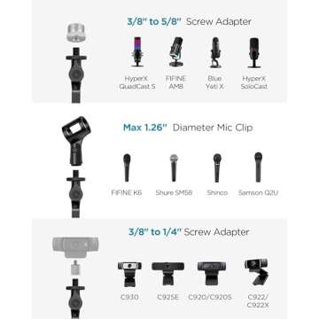 InnoGear Studio Mic Stand, Max Load 3.3 lb Microphone Arm Desk Mount Desktop Microphone Stand for Fifine AM8 K669B Blue Yeti HyperX QuadCast SoloCast AT2020, Webcams Cameras