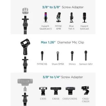 InnoGear Studio Mic Stand, Max Load 3.3 lb Microphone Arm Desk Mount Desktop Microphone Stand for Fifine AM8 K669B Blue Yeti HyperX QuadCast SoloCast AT2020, Webcams Cameras