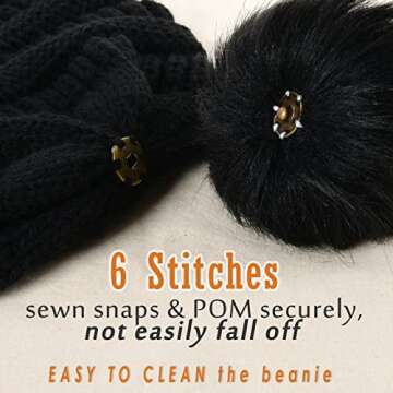 FURTALK Womens Winter Knit Slouchy Beanie Hat Warm Skull Ski Cap Faux Fur Pom Pom Hats for Women