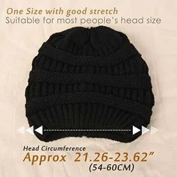 FURTALK Winter Knit Slouchy Beanie with Faux Fur Pom Pom