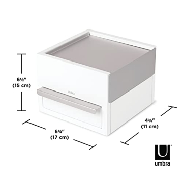 Modern Umbra Mini Stowit Jewelry Box in White/Nickel