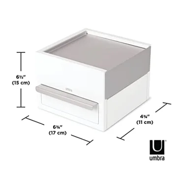 Modern Umbra Mini Stowit Jewelry Box in White/Nickel