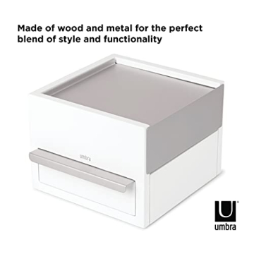 Modern Umbra Mini Stowit Jewelry Box in White/Nickel