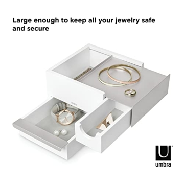 Modern Umbra Mini Stowit Jewelry Box in White/Nickel
