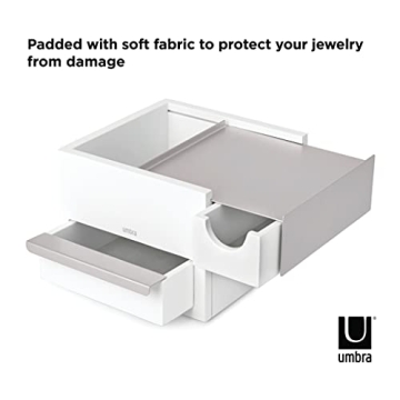 Modern Umbra Mini Stowit Jewelry Box in White/Nickel