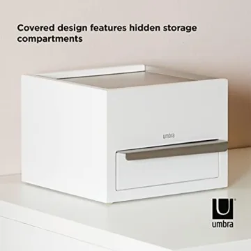 Modern Umbra Mini Stowit Jewelry Box in White/Nickel