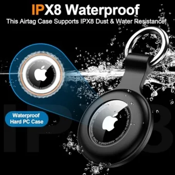 Waterproof AirTag Holder Pack with Keychain - Black