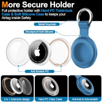 Waterproof AirTag Holder Pack with Keychain - Black