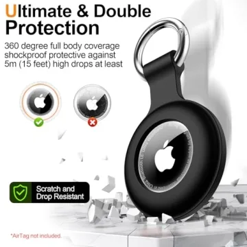 Waterproof AirTag Holder Pack with Keychain - Black